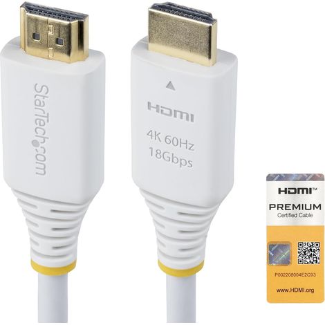 Câble HDMI Certifié Premium 1,8m, 4K 60Hz, 18Gbps, Blanc (1/5)