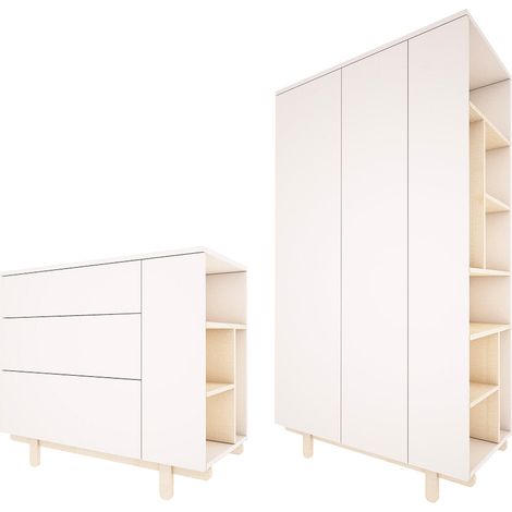Armadio 2 ante 3 cassetti Romy bianco 92cm