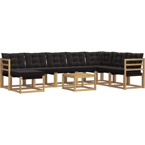 Outdoor Sofa Set with Cushion 9 pcs White and Black vidaXL (1/5)