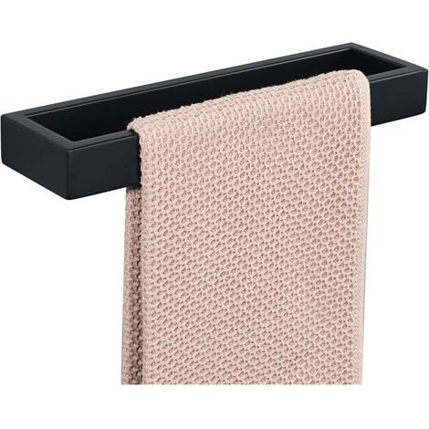 Porte-Serviettes de Salle de Bain, Anneau Porte Serviettes Mural, Support Serviettes Noir Mat en Acier Inoxydable SUS304 Fixé au Mur Longueur 26CM (1/4)