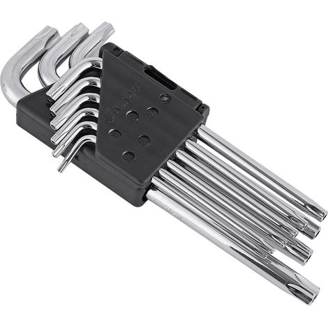 MINKUROW 9 Pezzi T10-T50 Chiave A Brugola Sferica, Angolata A 5 Punti Metrica E Pollici Con Custodia Portatile, Chiave A Brugola Per Rimuovere E Installare Auto, Mobili, Elettrodomestici, Argento (1/2)