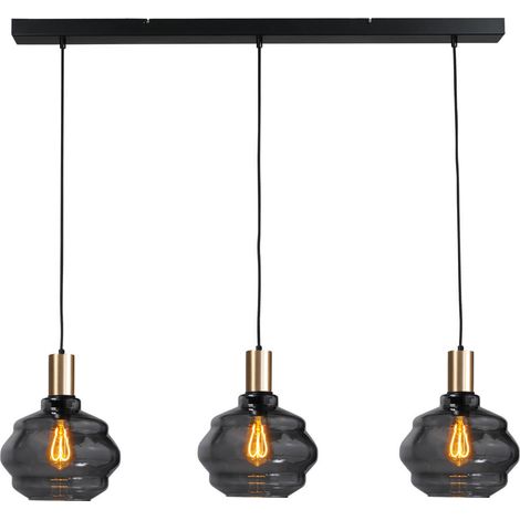 Lampe suspendue 3 lumières - dorée - Porto avec verres à fumée Ball - Ø 24cm - 2711-05-02-100-3-3 (1/3)