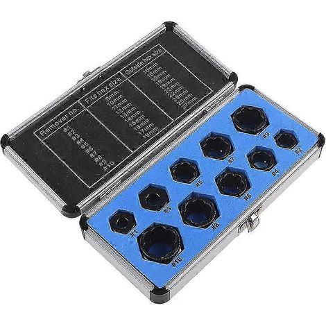 TTMA Lot de 10 douilles 3/8" 9-19 mm pour extracteur d'écrous et goujons endommagés (1/5)
