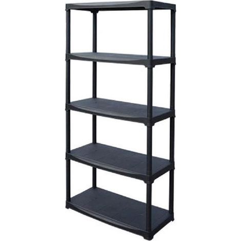 Artplast – Étagère de rangement 5 tablettes en plastique noir – Dimensions 80 x 39 x 180 cm – Idéale pour rangement volumineux
