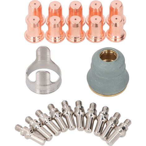 Kit di punte per elettrodi per taglio al plasma, set da 22 pezzi, punte in ottone, cappuccio di protezione e guida di spaziatura per PT60. (1/5)