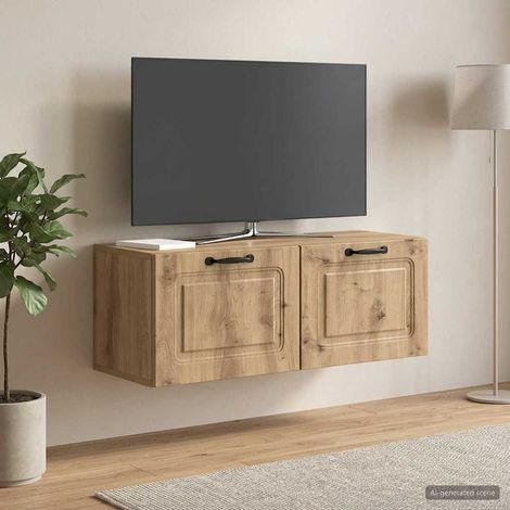 Meuble TV mural avec rangements, bois d’ingénierie, chêne artisanal, 78,5 x 31 x 30 cm - PANGIVO (1/5)