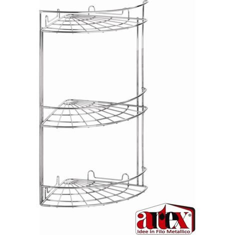 Mensola Angolare Doccia Portacosmetici Slim Cromato 3 Piani Artex