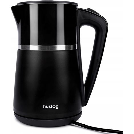 Bouilloire Électrique 1,7L, 2200W, Double Paroi Isolante, Ébullition Rapide et Silencieuse, Arrêt Automatique, Sans Fil avec Base 360°, Couvercle Amovible, Bec Verseur Précis, Noir (1/5)