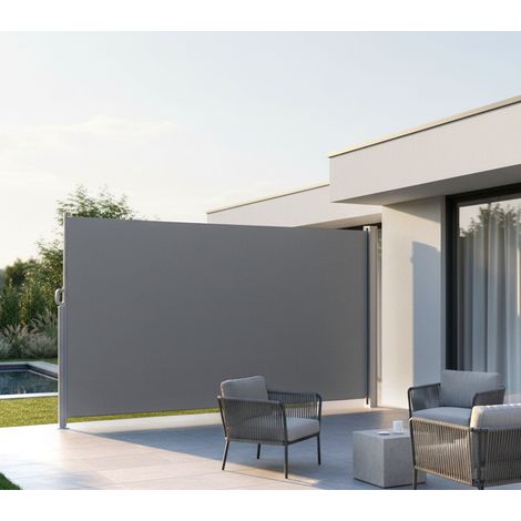 Auvent, Brise-vue Brise-soleil, toile d'ombrage, Gris clair 140 x 300 cm (1/4)