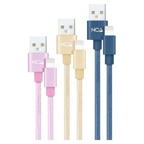 3 Kabel Lightning zu Usb 2.0 Rosa / Gold / Blau 1m Nanokabel 10.10.0401-co2