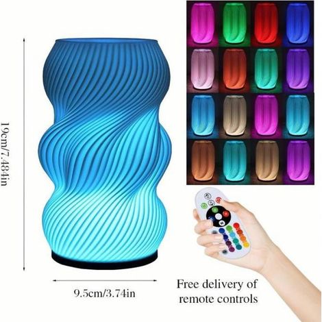 Vase lampe LED RGB avec télécommande - 16 couleurs réglables, alimentation USB - Décoration maison/salle à manger, pour fleurs, ca (1/4)