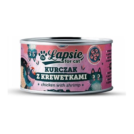 Łapsie, pâtée pour chat adulte au poulet et aux crevettes, 80 g (1/2)