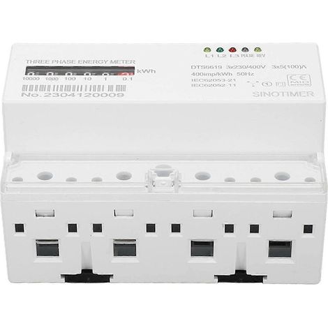 Stromzähler für DIN-Schiene, 3-phasig, 4-adrig, kWh, Stromverbrauch, Wattmeter, 230 V, 400 V