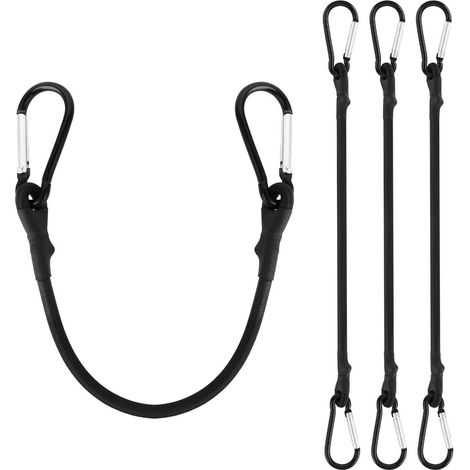 4x Corde élastique 20cm Noir avec crochet, tendeur pour voile d'ombrage, coffre de voiture, vélo