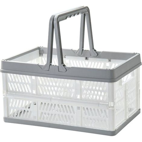 Panier de rangement alimentaire pliable et portable avec poignée, organisateur de bureau pour pique-nique (1/4)