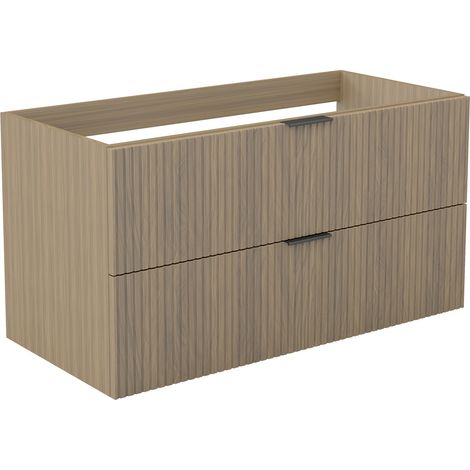 Ocean Meuble de Salle de Bain Suspendu Noyer 99cm, 2 Tiroirs avec Soft-Close, sans vasque (1/5)
