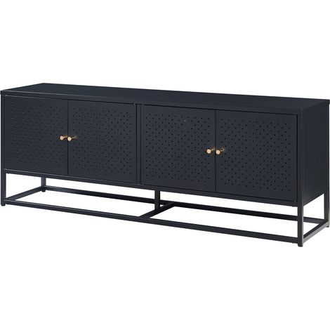 Mobile porta TV mobile porta TV per soggiorno ripiano in acciaio 153 x 35 x 55 cm nero 030010059