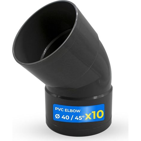 PVC Drain Elbow Diameter 40 mm Pack of 10 45° Female Elbow Easy Installation Drain Connector Eliminates Risk of Leaks Available in Various Sizes (1/4)