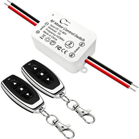 Interrupteur de Télécommande de Moteur CC, Contrôleur Moteur, Interrupteur sans fil exterieur étanche IP65, Récepteur radio universel, avec 2 émetteurs Moteur12V 24V 80V Commutateur à Télécommande