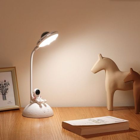 Lampe de Bureau Enfant LED 5W, Lampe de Table Sans Fil Dimmable Rechargeable avec Porte-stylo et Projection, Lampe de Lecture Liseuse Col de Cygne Flexible pour Bureau Salle D'étude (1/4)