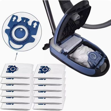 Sac à poussière compatible avec l'aspirateur Miele GN - Sac à poussière pour les séries C1/C3/S8FJM (10 pièces) - Kit de pièces avec non-tissé 3D pour l'aspirateur . (1/4)