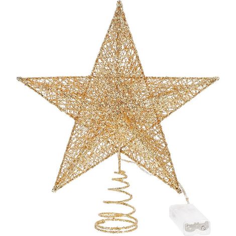 Decoración navideña, decoración navideña dorada, árbol con purpurina, estrella hueca, decoración para árbol de Navidad, decoración para fiestas, decoración de estrellas (1/5)