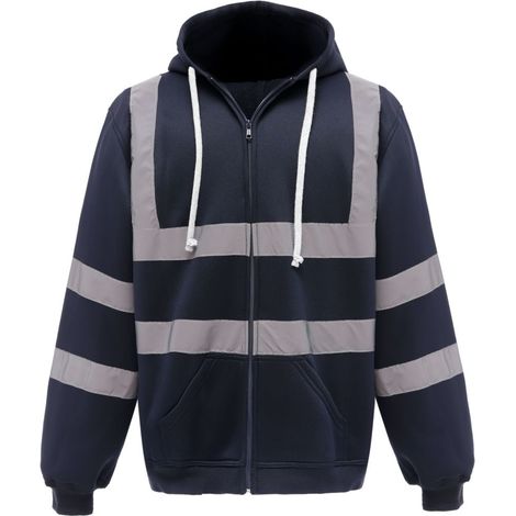 Felpa da lavoro con cappuccio e zip ad alta visibilità Yoko Blu navy XXL (1/2)