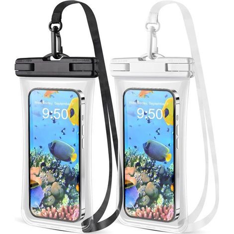 Pochette étanche Smartphone [Lot de 2], Sac étanche IPX8 pour Téléphone ,Coque Waterproof pour IPhones (1/4)