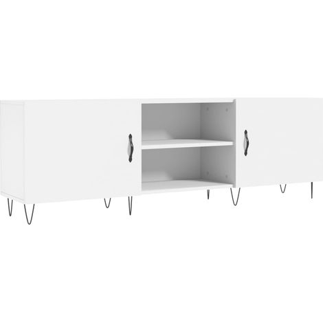 Meuble TV multimédia étagère télévision buffet téléviseur salle à manger salon chambre 150 x 30 x 50 cm bois d'ingénierie blanc