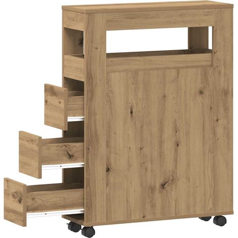 vidaXL Mobile da Bagno Stretto con Ruote Rovere Artigianale Truciolato (1/5)