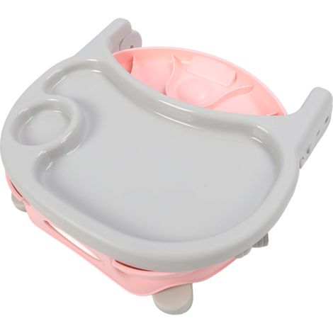 Chaise haute pliable pour tout-petit avec tablette amovible, hauteur réglable, facile à nettoyer et portable (rose). (1/5)