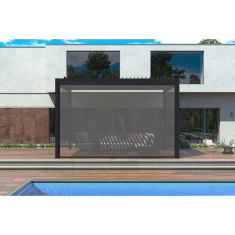 pannello laterale avvolgibile per pergole giardini di maggio "zip screen" in textilene antracite e grigio lato 3 m