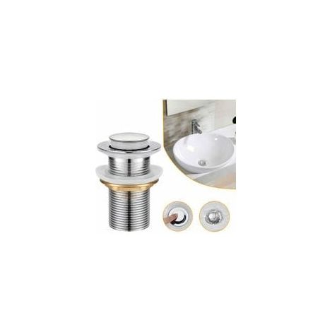 Bonde de Lavabo, Universel Bonde Pop-up sans Trop-plein Bonde de Vidage Automatique avec Bouchon de Vidange sans Tirette Clic Clac  Clapet Push Open en Inox Chromé pour Lavabo Salle de Bain - acier in
