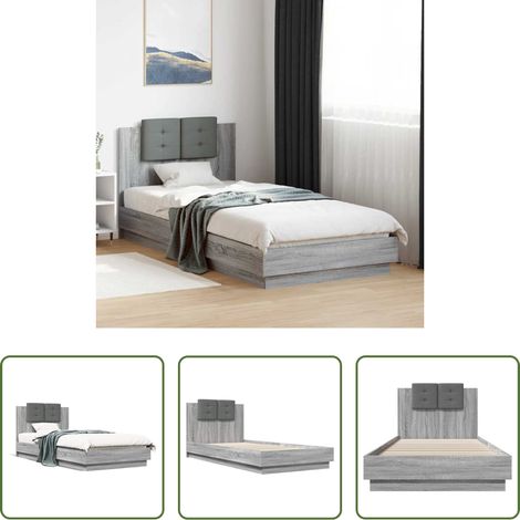 Oreiller de tête - Cadre de lit sans matelas sonoma gris 90x200 cm (1/5)