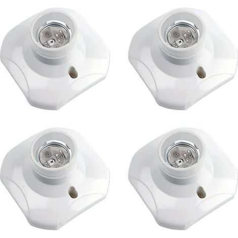 Douille Plafond E27 à Visser, Douille E27 Garage, AC 220-240V, Support Douille pour Ampoule LED, Base Plafonnier Culot E27, Base de Lampe Plastique Blanche pour Lampe au Mur, lot de 4