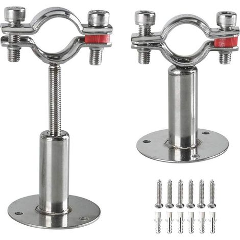 Lot de 2 Supports de tuyau, Acier inoxydable 304, Réglable 50-100mm, Pour tube 25mm, Montage mural ou plafond