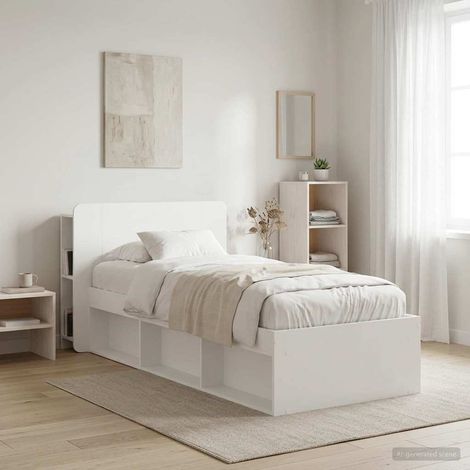 Cabinet de Tête de Lit avec stockage Blanc Bois d'ingénierie vidaXL (1/5)