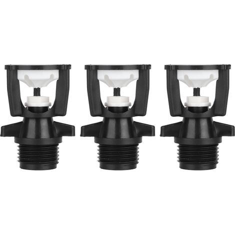 Lot de 3 arroseurs en plastique à filetage mâle G1/2 DN15 avec buse rotative à 360° pour jardin et pelouse, noir et blanc (1/5)