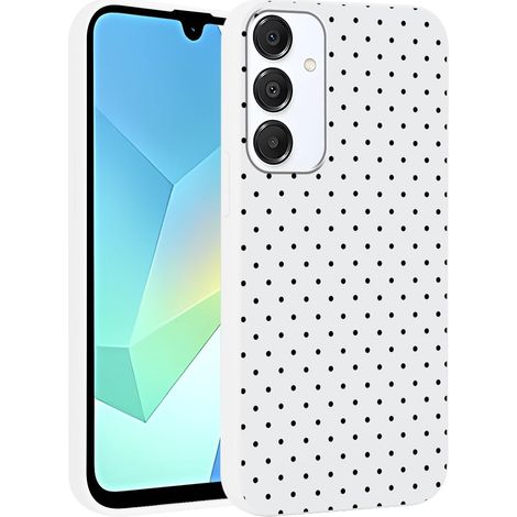 Coque pour Samsung Galaxy A16 5G 6,7'', Housse Blanc Silicone avec Noir Polka Dot Aesthetic Dessin Motif Design, Étui pour Fille Fine TPU Souple Antichoc Anti-Rayures Protection Case, Pois