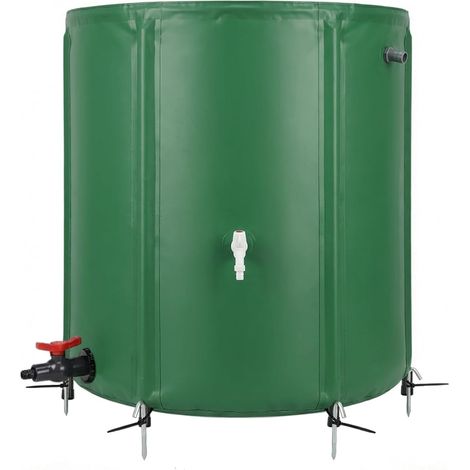 Reservoir Eau de Pluie 380l PVC 1000D Renforcé Armé Pliable Jardin Recuperateur Souple d'eau de pluie avec piquets Cuve Eau de Puie avec Robinet et Raccord de trop Plein pour Arrosage Potager (1/5)