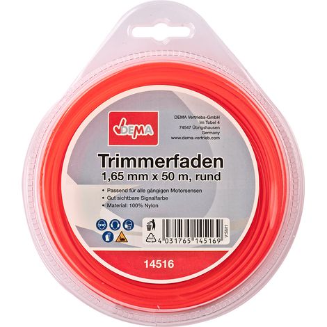 Motorsense Freischneider Mähfaden Trimmerfaden 1,65mm-50m rund Nylon Signalfarbe (1/2)