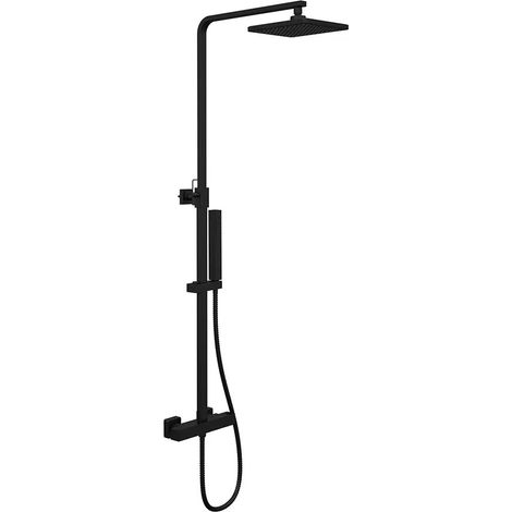 Colonne de douche thermostatique avec pomme de douche slim 20x20 cm finition noir mat Serio (1/4)