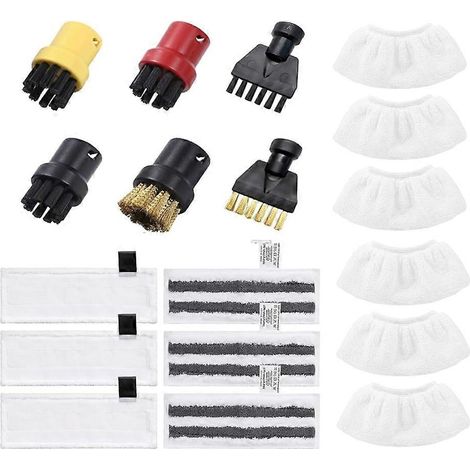 Accessoires pour nettoyeur vapeur Kärcher Easyfix SC2 SC3 SC4 SC5 : kit de chiffons en microfibre et brosses rondes pour embout de sol (1/5)