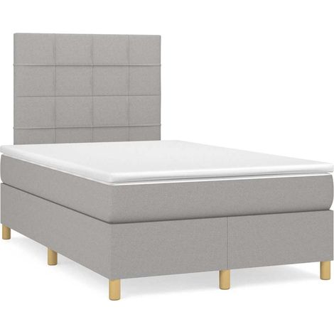 Cama box spring con colchón y LED tela gris claro 120x190 cm (1/5)