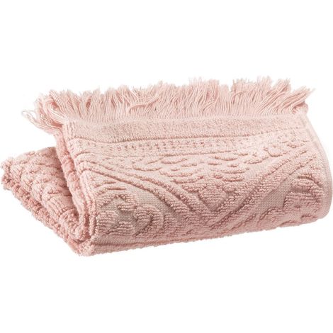Serviette d'Invité Unie en Éponge Jacquard Ciselé Aubépine 30 x 50 cm avec Franges - PANGIVO (1/2)