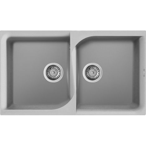 Lavello Elleci Incasso 2 vasche 86x50 Ego 450 Metaltek Grigio Aluminium LME45079