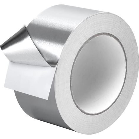 Cinta adhesiva - Cinta adhesiva - Papel de aluminio, adecuada para sellar tuberías y prevenir fugas - 6 cm x 15 m - Plateada (1/5)