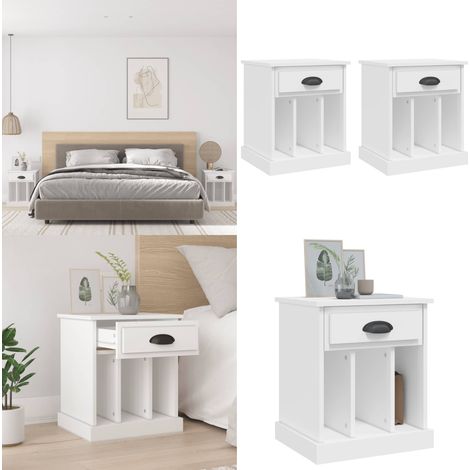 Nachttische 2 Stk. Weiß 43x36x50 cm - Nachttisch - Wohnzimmermöbel - Beistelltisch - Weißer Nachttisch - Holzmöbel - Home & Living (1/5)