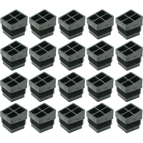 Cyclingcolors – 20x Embout de tube carré incliné à ailettes antidérapant en PELD – Protection intérieure pour pieds de meubles – Dimensions 30 x 30mm – Noir