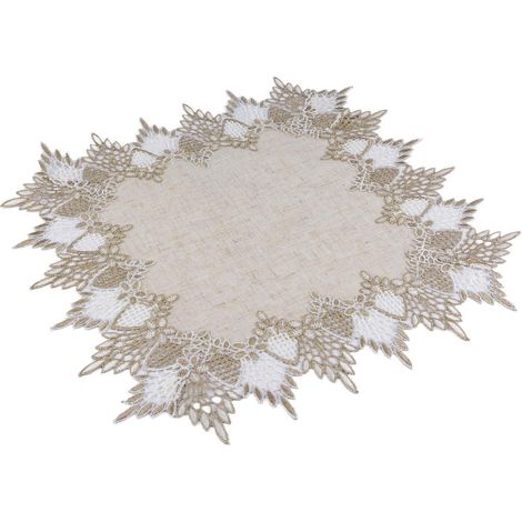 Leinen Spitzendeckchen 40x40 cm Vintage mit Spitze für Tischdeko